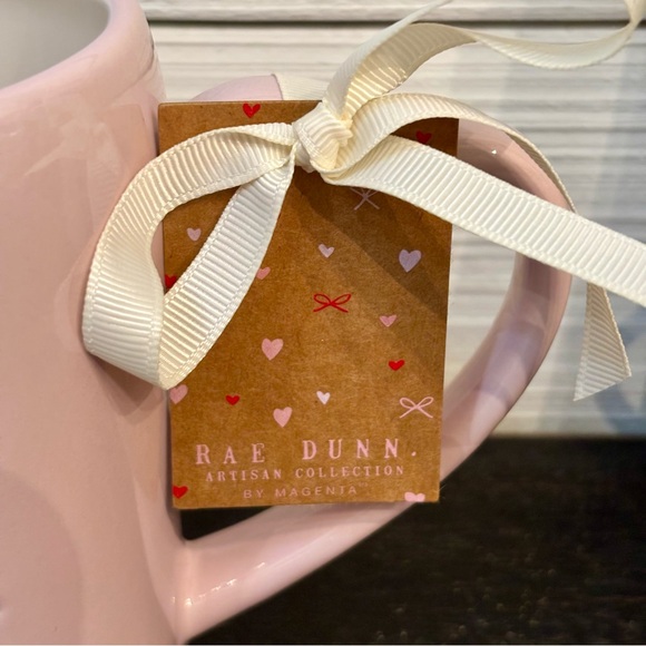 Rae Dunn Artisan Collection Pink Ceramic LOVE Coffee Mug With Heart Handle NEW - Picture 2 of 7